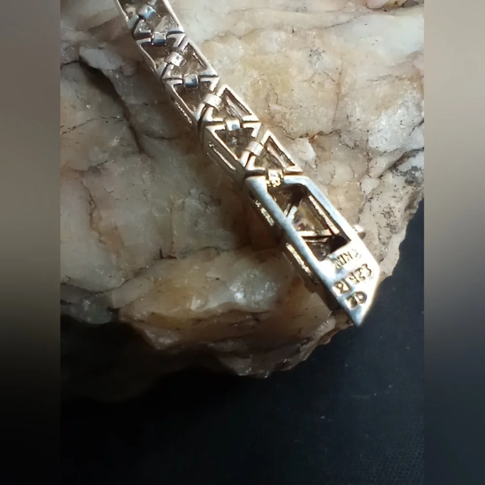 Triangle CZ Tennis Bracelet with safety clasp in 925 Sterling Silver - Picture 8 of 8